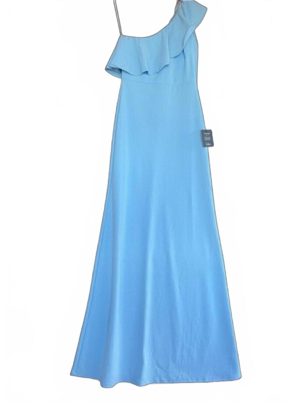 Lulus Light Blue One Shoulder Ruffle Maxi Dress S NWT Ethereal Romantic Goddess